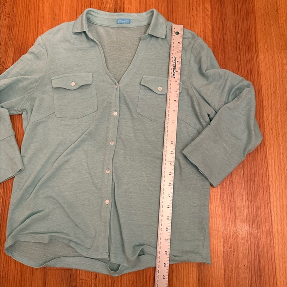 J.McLaughlin Womens Linen Blend Button Front Top Size unsure 3/4 Sleeve Capsule - Picture 6 of 8